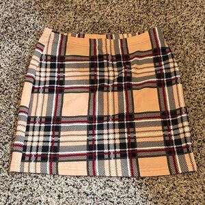 SHEIN Plaid Mini Skirt in Tan and Black